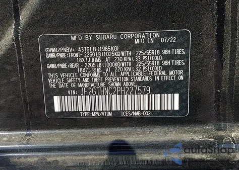 2023 Subaru Crosstrek Limited z USA, uszkodzony, nr VIN JF2GTHNC2PH227579